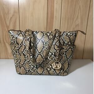 Wynn Snakeskin Top Handle Large Stand-Up Bottom Studs Handbag